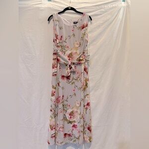 NWT - Beautiful Anne Klein Gray and Pink Floral Maxi Dress